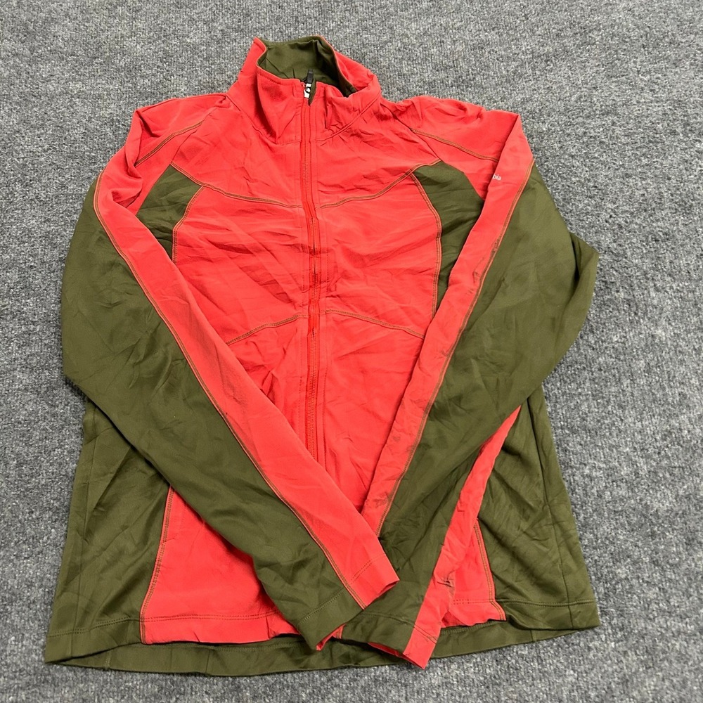Columbia Jacket Womens XL Red Green Colorblock Full Zip Mock Neck Stained